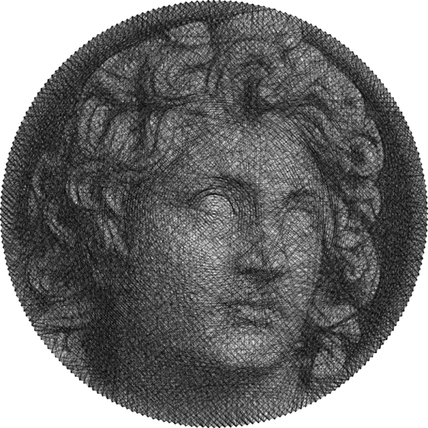 Alexandru cel Mare – Portret String Art din fir continuu de ata cerata - tablou 50×50 cm