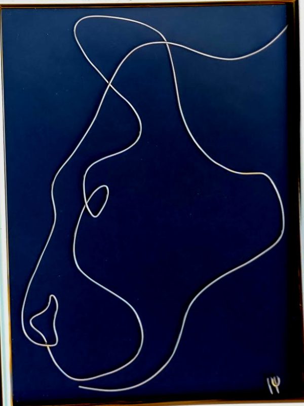 O leoaica - Tablou sculptura in fir continuu de sarma 15x20cm